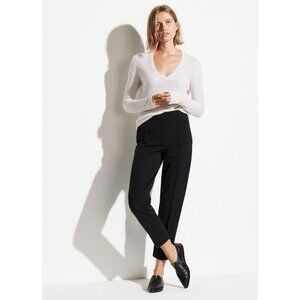 Vince Pintuck Stove Pipe Cotton Blend Trousers In Black S
